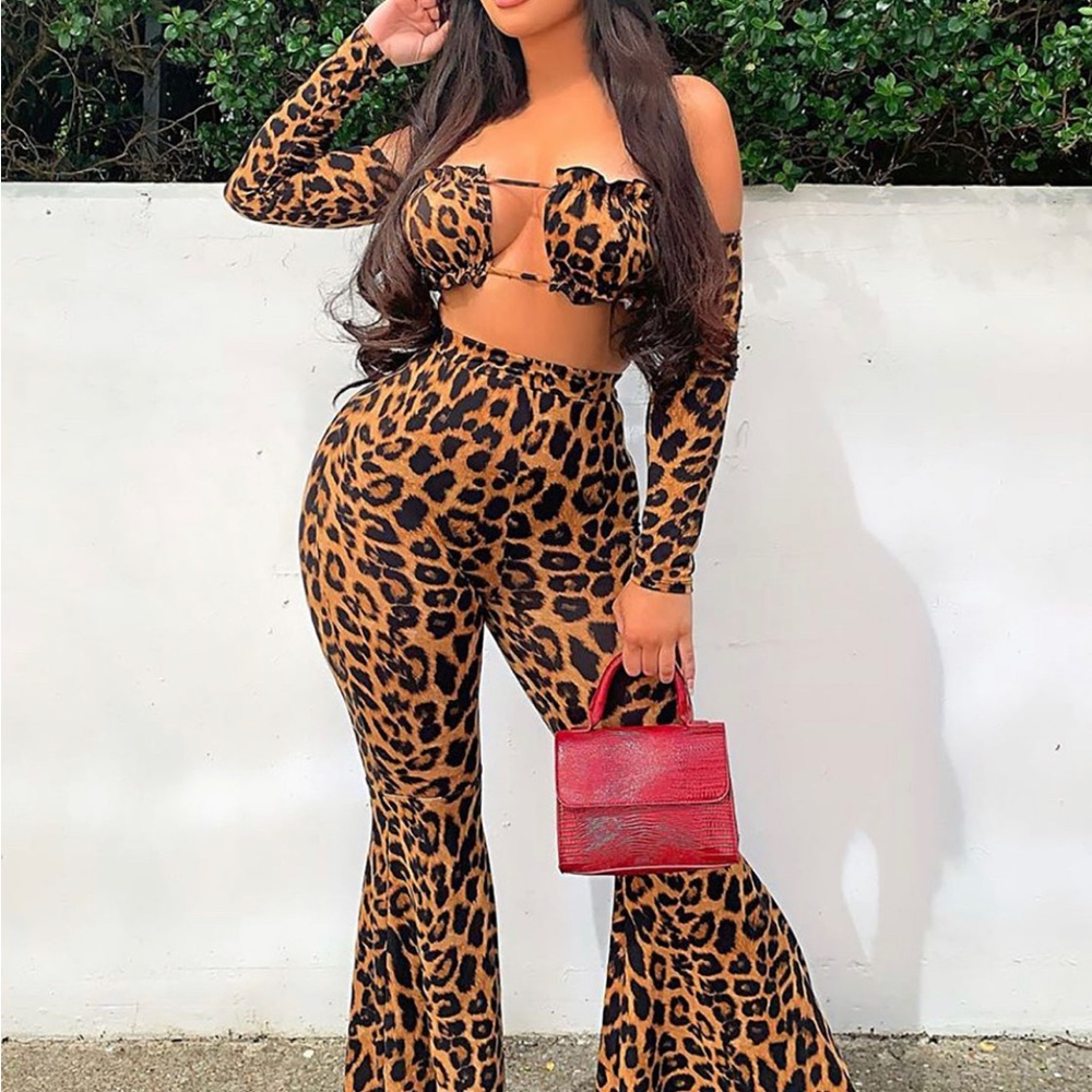 Cat Wait Any Longer Pant Set -
Brown/combo